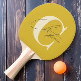 Raquete De Ping Pong Elegante Monograma Moderno de Meados do Século em