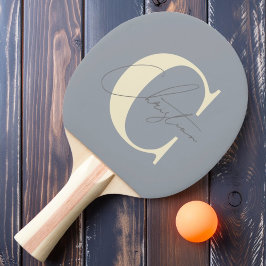 Raquete De Ping Pong Elegante Monograma Moderno de Meados do Século em