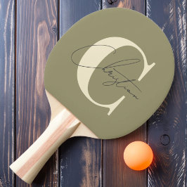 Raquete De Ping Pong Elegante Monograma Moderno de Meados do Século Sag