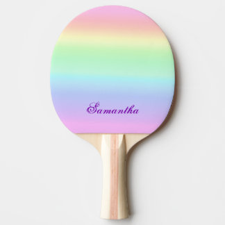 Raquete De Ping Pong Elegante Pastel Rainbow Aestético