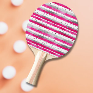 Raquete De Ping Pong Elegante Rosa de São Valentão com Corações de Prat