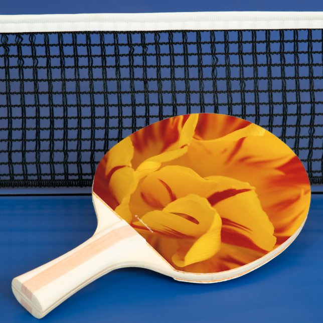 Raquete De Ping Pong Elegante Vermelho Floral Dourado Monsella Tulips (Insitu)