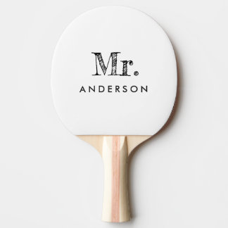 Raquete De Ping Pong Elegante White Script Sr. Ping Pong Paddle