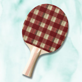 Raquete De Ping Pong Elegante Xadrez Burgundy Marfim Ferrugem Vermelho