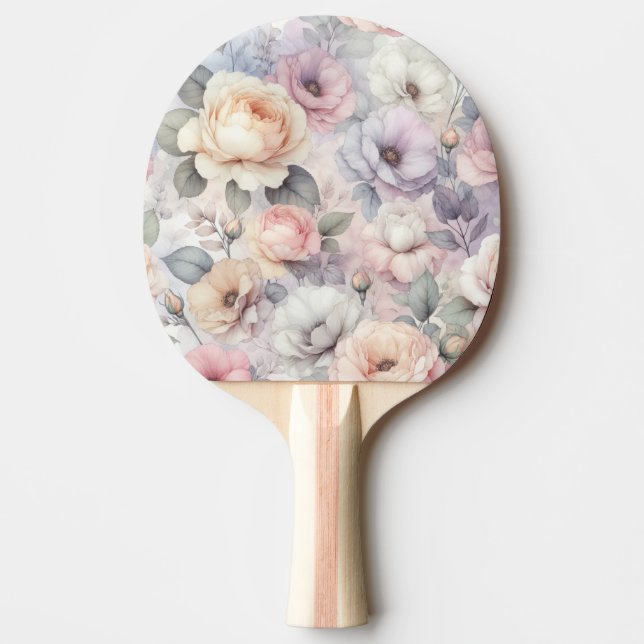 Raquete De Ping Pong Elegantes Flores de Rosa (Frente)