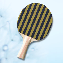 Raquete De Ping Pong Elegantes Listras Verticais em Dourado e Azul Mari