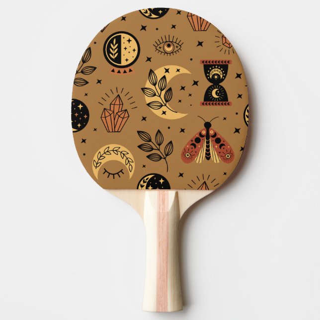 Raquete De Ping Pong Elementos Mágicos: padrão sem costura (Frente)