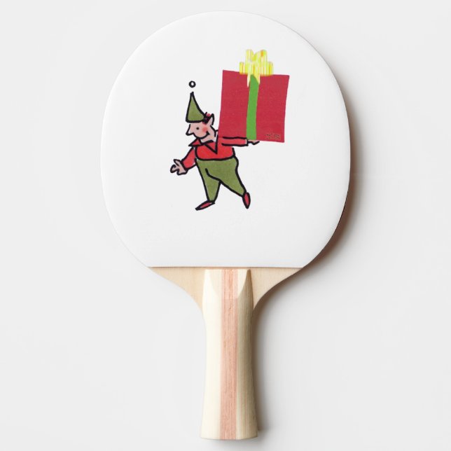 Raquete De Ping Pong Elf com pá branca pingue-pongue de caixa vermelha (Frente)