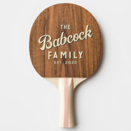 Raquete De Ping Pong Elm Wood Retro Family Name & Year