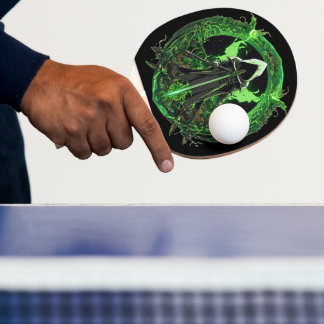 Raquete De Ping Pong Emblema Da Grim Reaper Em Verde6