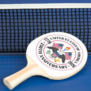 Raquete De Ping Pong Emblema Patriótico do 250º Aniversário dos EUA