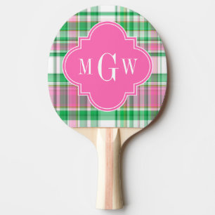 Raquete De Ping Pong Emerald Green Hot Pink Whirox Preppy Madras Monogr