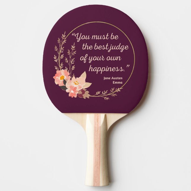 Raquete De Ping Pong Emma Por Jane Austen Citação I - Estilo Bonito (Frente)