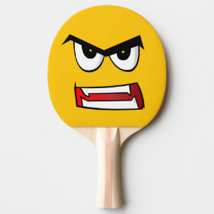 Raquete De Ping Pong Emoji Amarelo Muito Zangado