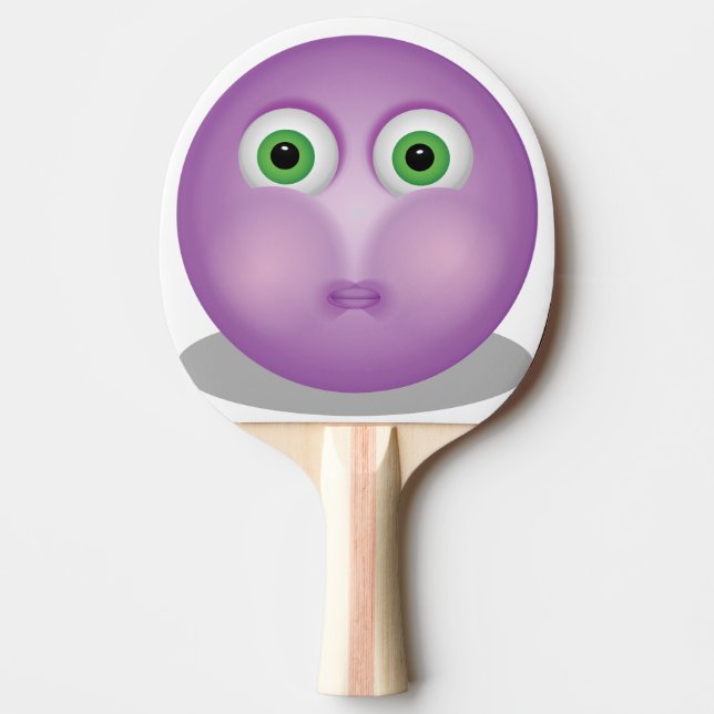 Raquete De Ping Pong Emoji Roxo - Rosto Engraçado (Frente)