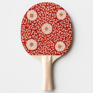 Raquete De Ping Pong Enfeite Chinês Owen Jones Floral Vermelho Branco
