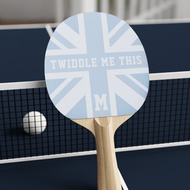 Raquete De Ping Pong Engraçado Blue Union Jack Flag Ping Pong Paddle (Add your initial and funny quote)