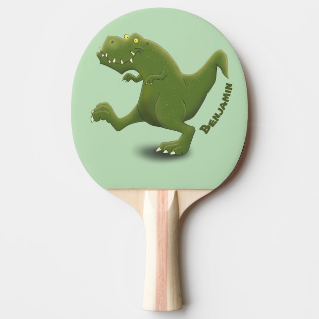 Raquete De Ping Pong Engraçado humor de desenho animado de T rex dinoss (Frente)