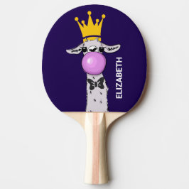Raquete De Ping Pong Engraçado Ilustração do Llama soprando uma bolha r