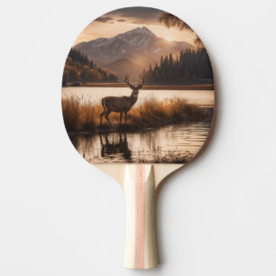 Raquete De Ping Pong Enorme Deer em Corrida no Lago Montanha