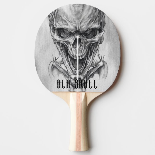 Raquete De Ping Pong Esboço de Caveira Antiga (Frente)