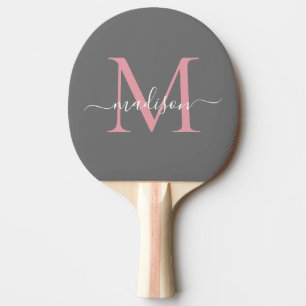 Raquete De Ping Pong Escrita Feminina com Monograma Cor-de-Rosa Blush d