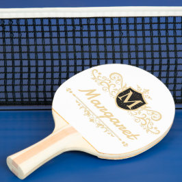 Raquete De Ping Pong Escrito Moderno Preto E Branco Personalizado