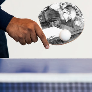 Raquete De Ping Pong Escultura de Arte Lápis do Castelo