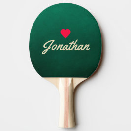 Raquete De Ping Pong Esmeralda Verde Antigo Coração Assinatura