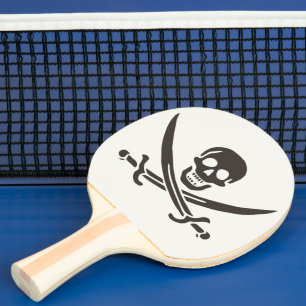Raquete De Ping Pong Espadas de caveira de obsidiana Bandeira pirata de