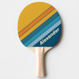 Raquete De Ping Pong Esporte Azul Listras de Sol com Nome