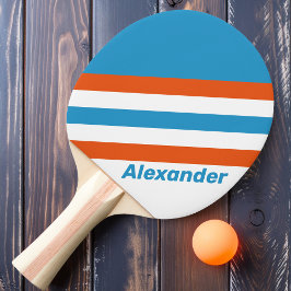 Raquete De Ping Pong Esporte Listras Nostálgicas de Verão com Nome