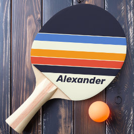 Raquete De Ping Pong Esporte Retro Cinco Listras com Nome