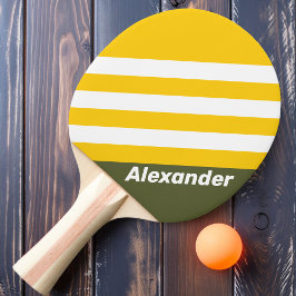 Raquete De Ping Pong Esporte Verde Mel Listras Nostálgicas com Nome