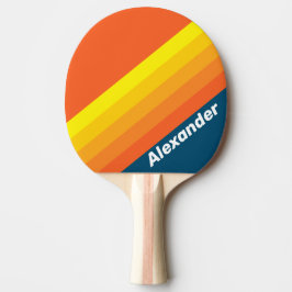 Raquete De Ping Pong Esporte Vintage Faixas do Sol do Mar com Nome
