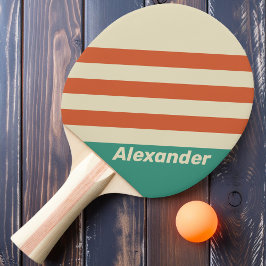 Raquete De Ping Pong Esportes Clássicos Listras Atemporais com Nome