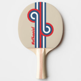Raquete De Ping Pong Esquadrão Vintage Loop de Listra com Nome