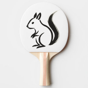 Raquete De Ping Pong Esquilo Minimalista - Pincel de Tinta Animal em