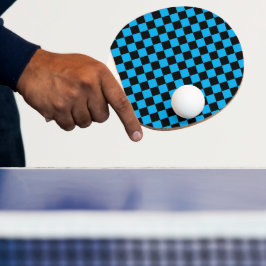 Raquete De Ping Pong Estampa Xadrez Azul e Preto