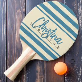 Raquete De Ping Pong Estandarte de Polo Meados do Século em Azul Água P