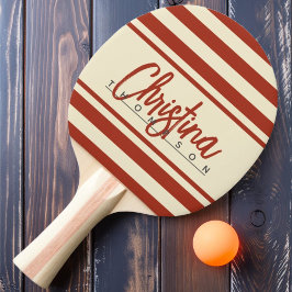 Raquete De Ping Pong Estandarte Polo Meados do Século Nome Pintado Terr