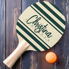 Raquete De Ping Pong Estandarte Polo Meados do Século Pintado Verde Sag