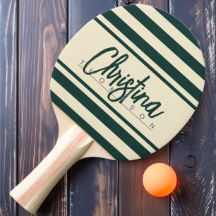 Raquete De Ping Pong Estandarte Polo Meados do Século Pintado Verde Sag