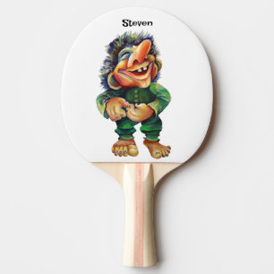 Raquete De Ping Pong Estandinava - Troll Engraçado Ilustração de Aquare