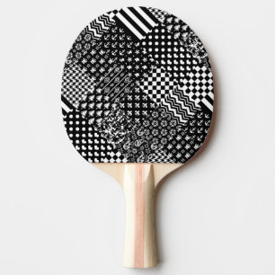Raquete De Ping Pong Estilo de Padrão Misto Preto Minimalista