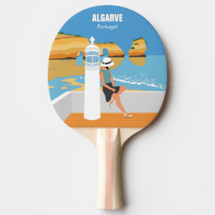 Raquete De Ping Pong Estilo de vintagem da viagem da menina de praia do