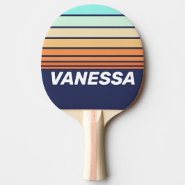 Raquete De Ping Pong Estilo Vintage Faixas do Horizonte com Nome