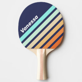 Raquete De Ping Pong Estilo Vintage Listras Anguladas Retrô com Nome
