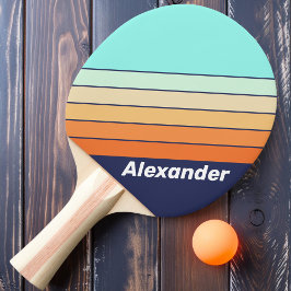 Raquete De Ping Pong Estilo Vintage Retro Esportivo Listrado com Nome