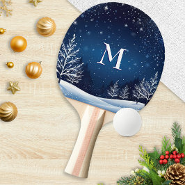 Raquete De Ping Pong Estrelas Azuis da Meia-Noite Monogramadas de Inver